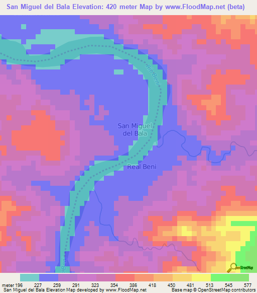 San Miguel del Bala,Bolivia Elevation Map