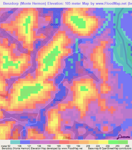 Benzdorp (Monte Hermon),Suriname Elevation Map