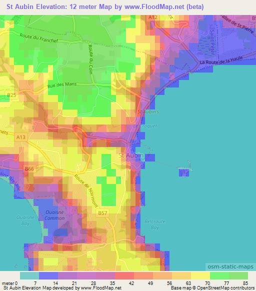 Elevation of St Aubin,Jersey Elevation Map, Topography, Contour