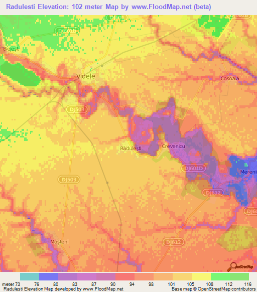 Radulesti,Romania Elevation Map