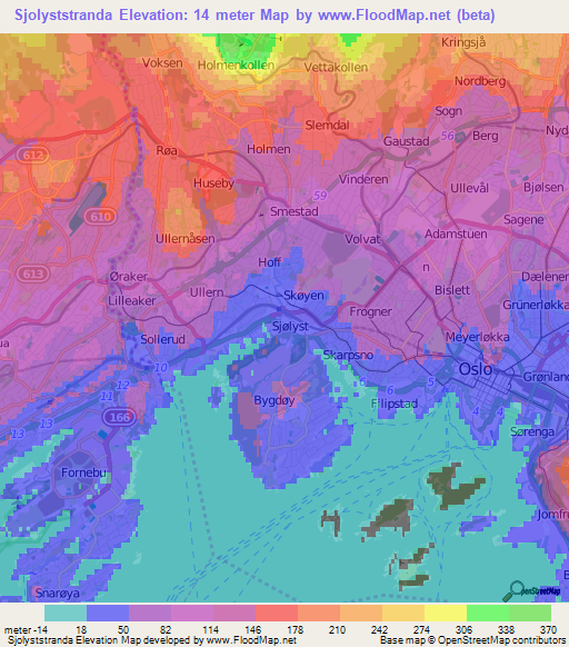 Sjolyststranda,Norway Elevation Map