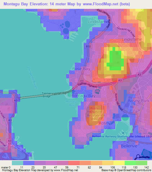 Montagu Bay,Australia Elevation Map