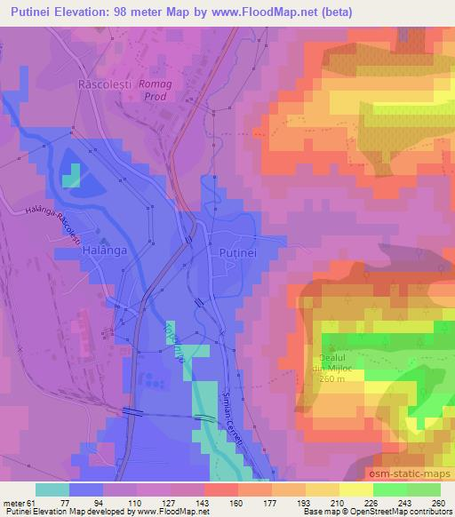 Putinei,Romania Elevation Map