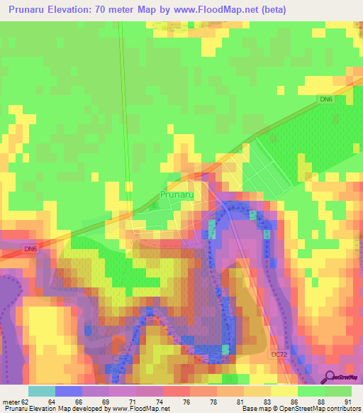 Prunaru,Romania Elevation Map