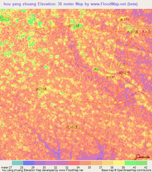 hou yang zhuang,China Elevation Map