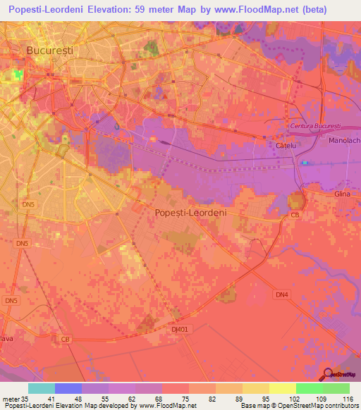 Popesti-Leordeni,Romania Elevation Map