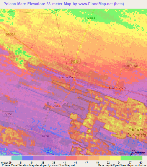 Poiana Mare,Romania Elevation Map