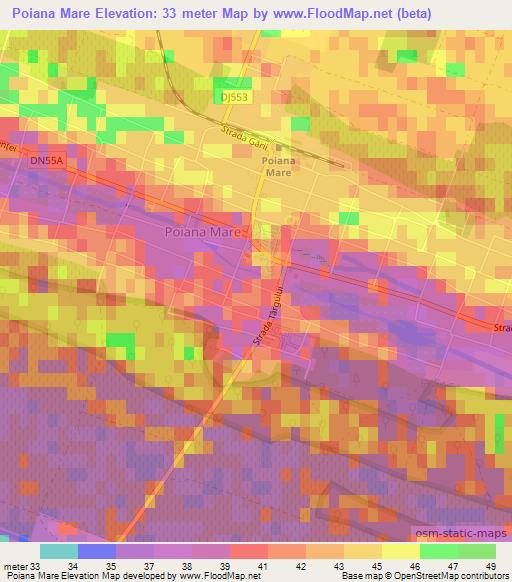 Poiana Mare,Romania Elevation Map