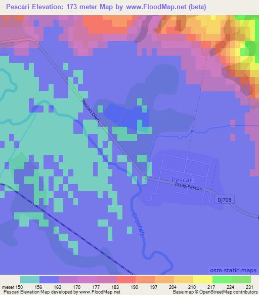 Pescari,Romania Elevation Map