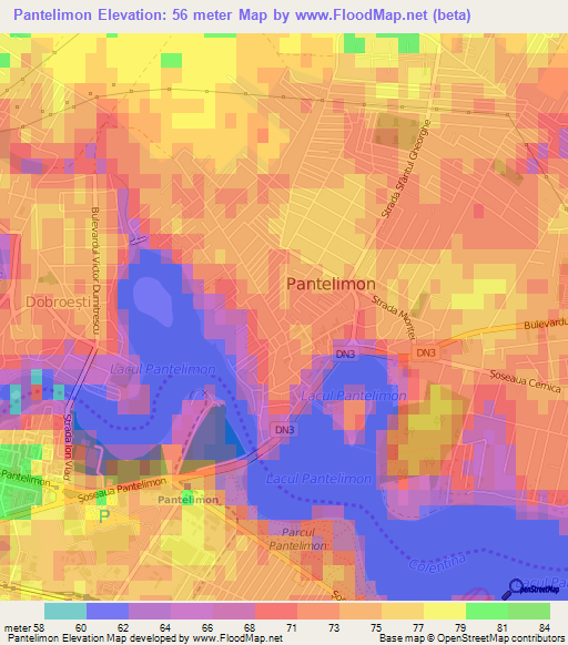 Pantelimon,Romania Elevation Map