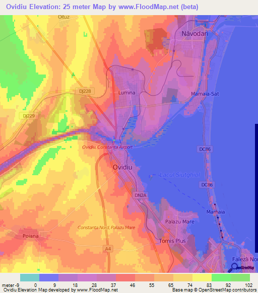 Ovidiu,Romania Elevation Map