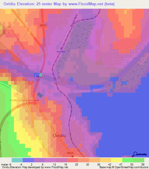 Ovidiu,Romania Elevation Map