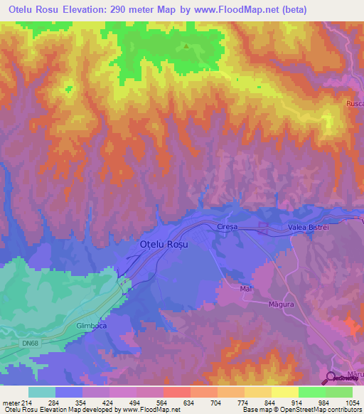 Otelu Rosu,Romania Elevation Map