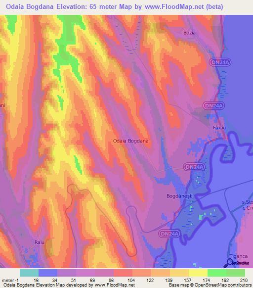 Odaia Bogdana,Romania Elevation Map