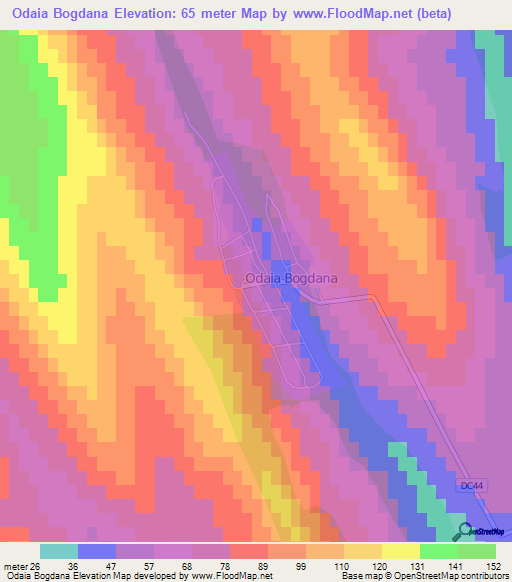 Odaia Bogdana,Romania Elevation Map