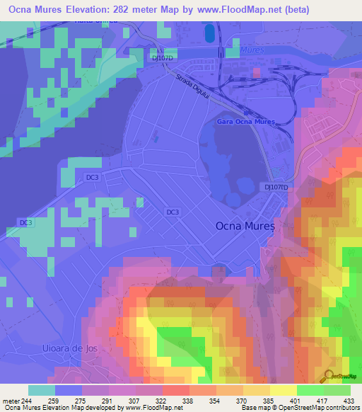 Ocna Mures,Romania Elevation Map