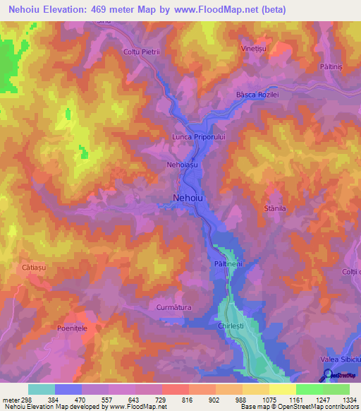 Nehoiu,Romania Elevation Map