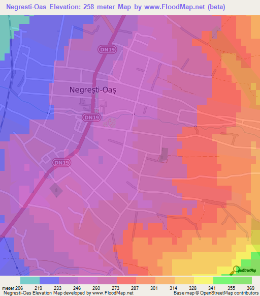 Negresti-Oas,Romania Elevation Map