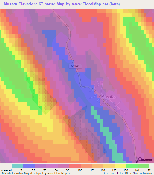 Musata,Romania Elevation Map