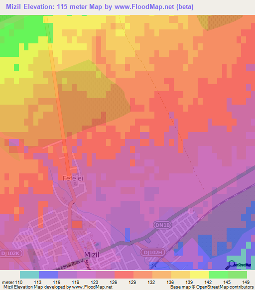 Mizil,Romania Elevation Map