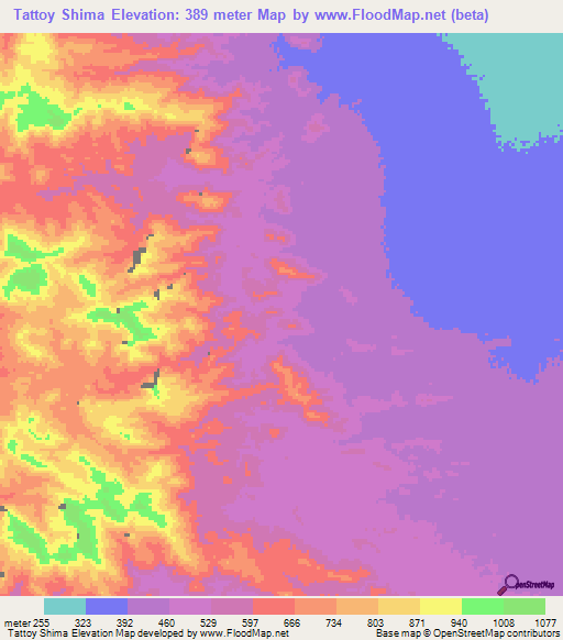 Tattoy Shima,Eritrea Elevation Map