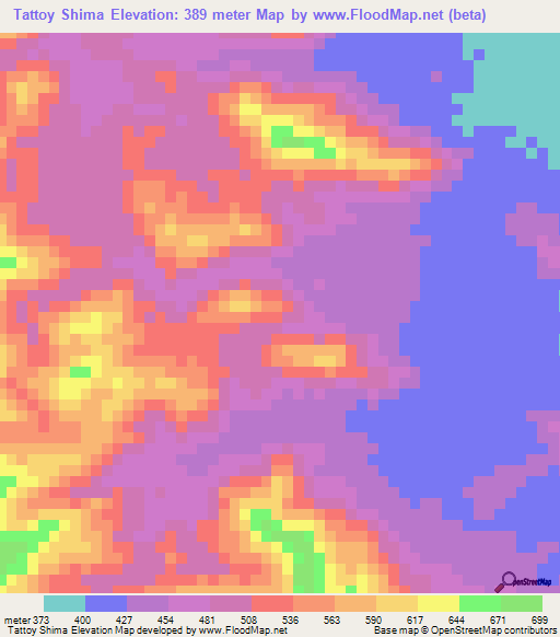 Tattoy Shima,Eritrea Elevation Map