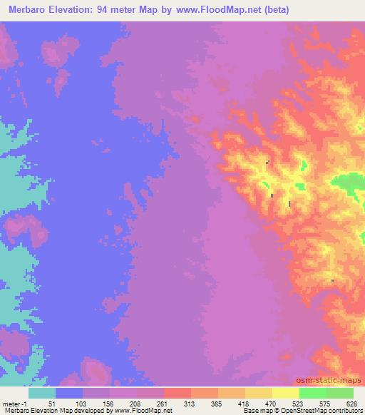 Merbaro,Eritrea Elevation Map