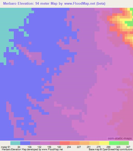 Merbaro,Eritrea Elevation Map