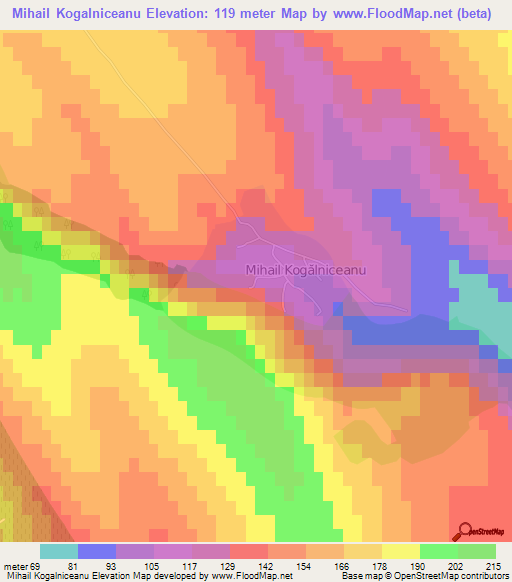 Mihail Kogalniceanu,Romania Elevation Map