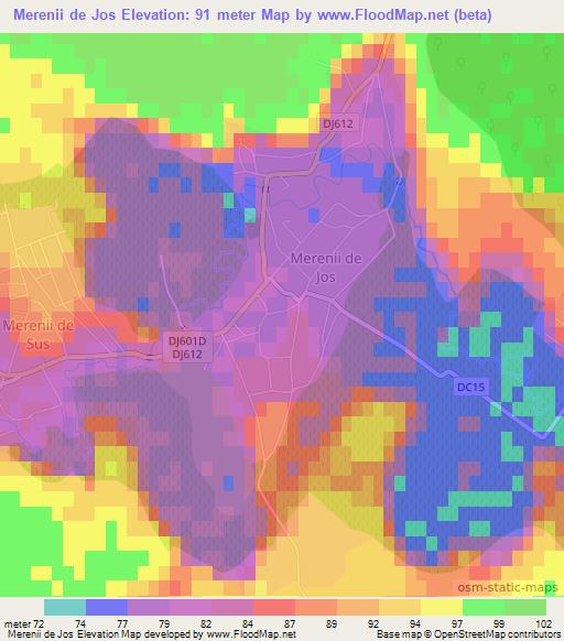 Merenii de Jos,Romania Elevation Map