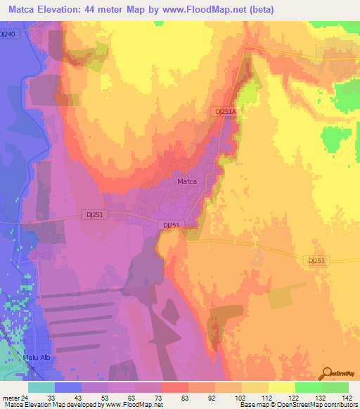 Matca,Romania Elevation Map