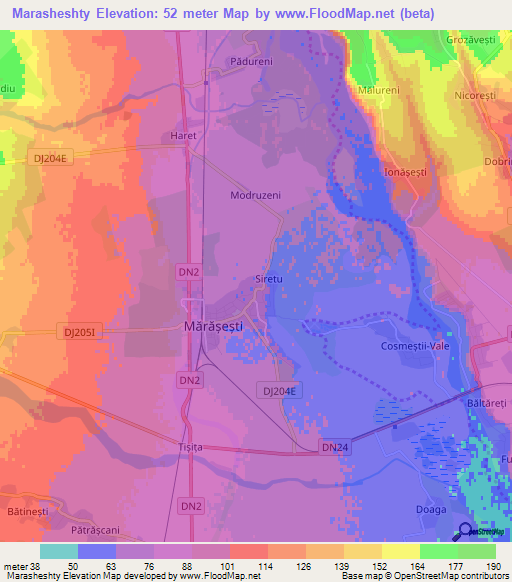 Marasheshty,Romania Elevation Map