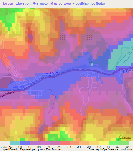 Lupeni,Romania Elevation Map