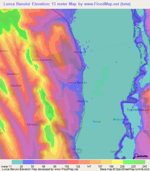 Lunca Banului,Romania Elevation Map