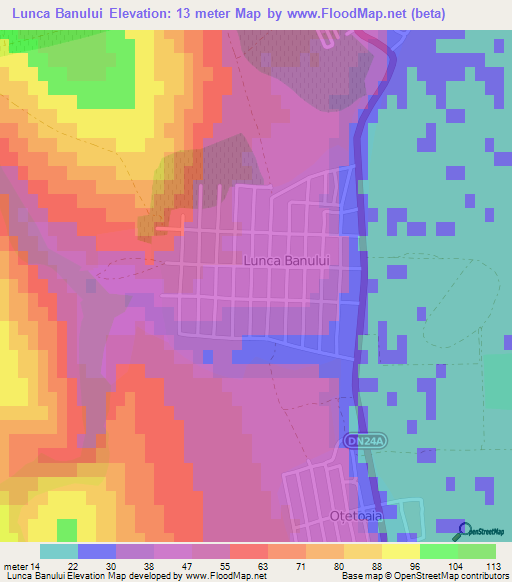 Lunca Banului,Romania Elevation Map