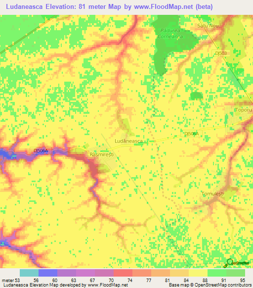 Ludaneasca,Romania Elevation Map