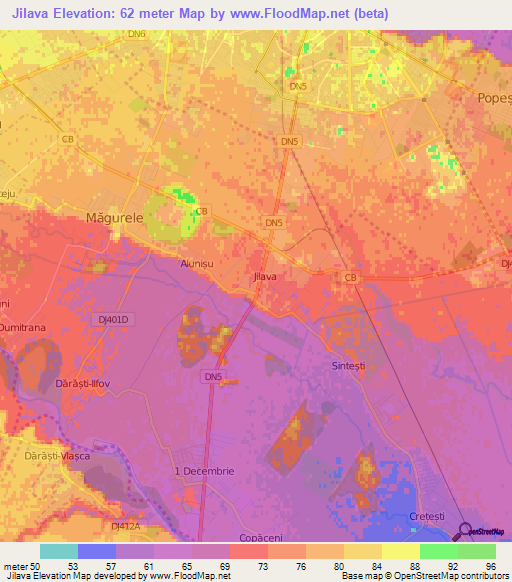 Jilava,Romania Elevation Map