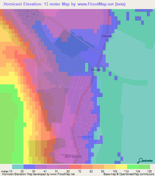 Horniceni,Romania Elevation Map