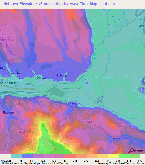 Holboca,Romania Elevation Map