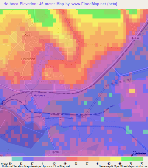 Holboca,Romania Elevation Map