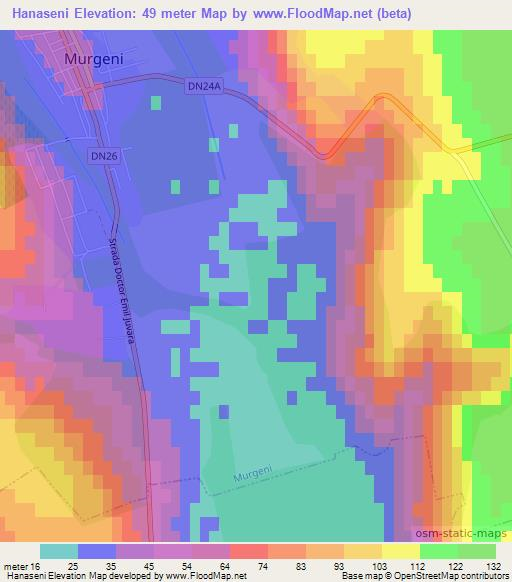 Hanaseni,Romania Elevation Map