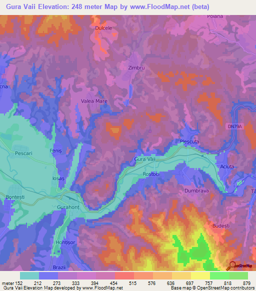 Gura Vaii,Romania Elevation Map