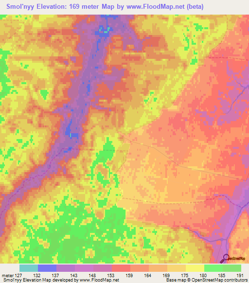 Smol'nyy,Russia Elevation Map