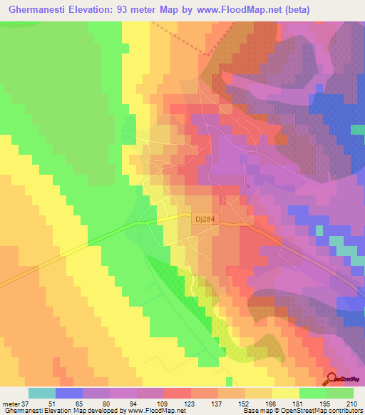 Ghermanesti,Romania Elevation Map