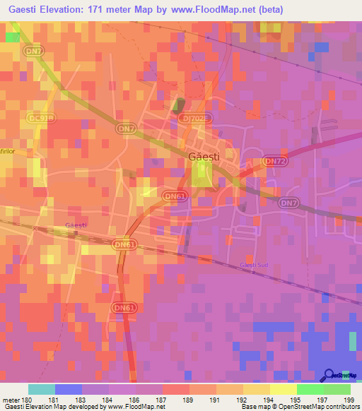 Gaesti,Romania Elevation Map