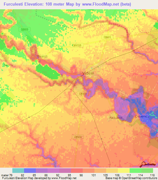 Furculesti,Romania Elevation Map