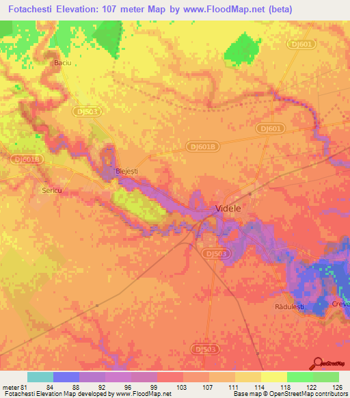 Fotachesti,Romania Elevation Map