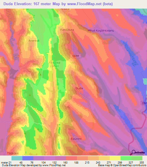 Duda,Romania Elevation Map