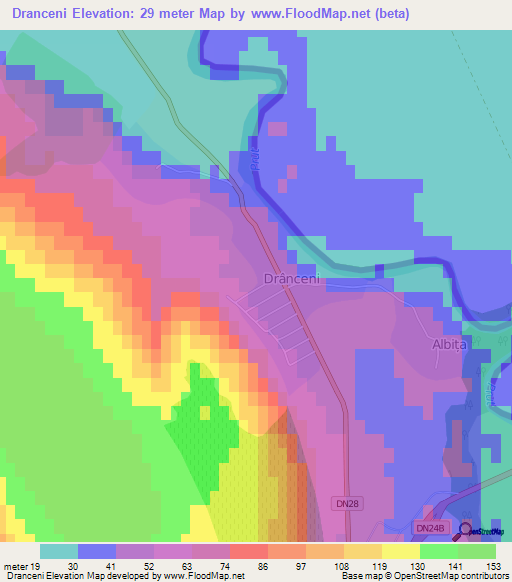 Dranceni,Romania Elevation Map