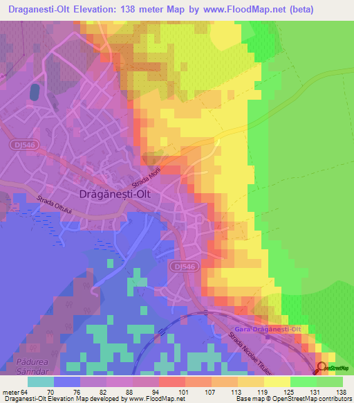 Draganesti-Olt,Romania Elevation Map